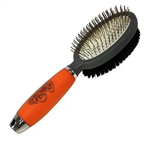 Professional Double Sided Pin & Bristle Brush for Dogs & Cats by GoPets Grooming Comb Cleans Pets Shedding & Dirt for Short Medium or Long Hair